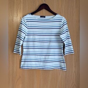 Saint James | SZ Small (US 10) | Galathee II Striped Blue White Stretch Knit
